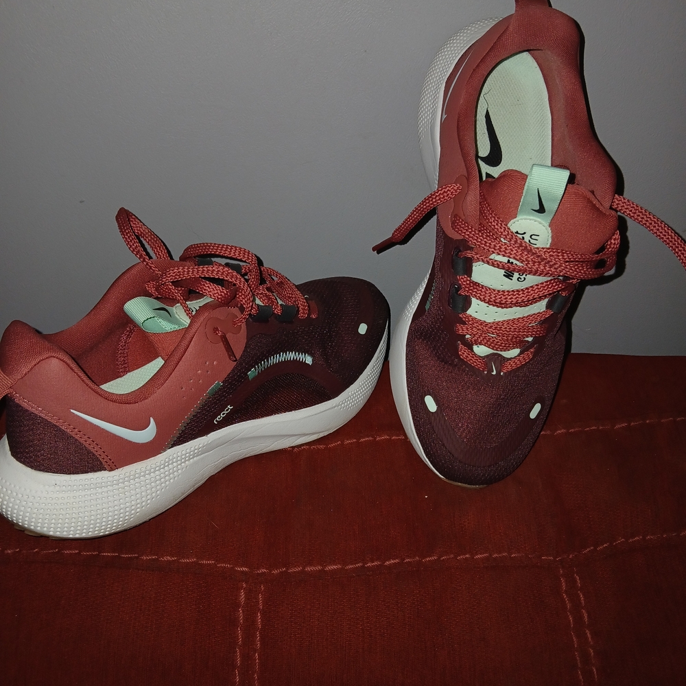 Nike Women's Red Burgundy and Mint Green Running Sneakers